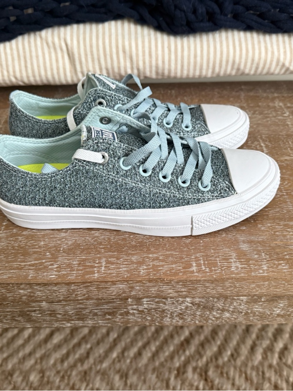 Converse Low Top Sneakers in Heathered Mint and White